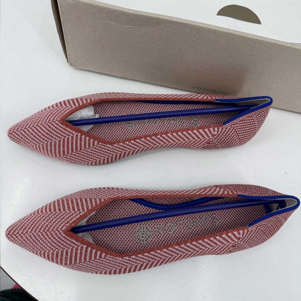 Rothy's Size 5.5 Retired Amber Metallic Herringbone Pointed Toe NEW 002-191 - Picture 9 of 16